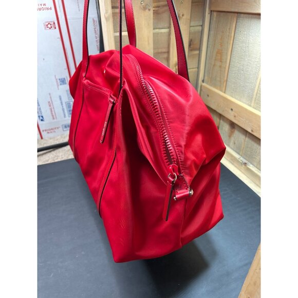 Kate Spade Red Jae Weekender Bag Nylon Large Lightweight Travel Tote - Picture 4 of 14